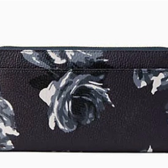 EUC Kate Spade Navy Floral Wallet with Gold Hardware - Picture 5 of 6